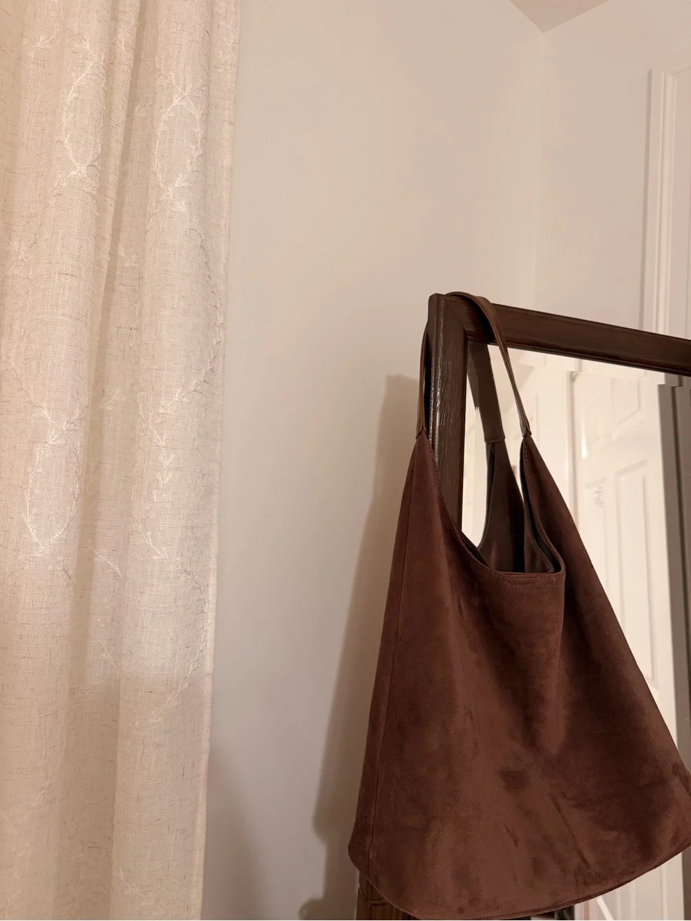 Brown Suede Hobo Shoulder Bag